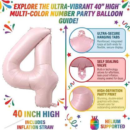 40 Inch Light Pink Foil Number 4 Balloon - Image 2