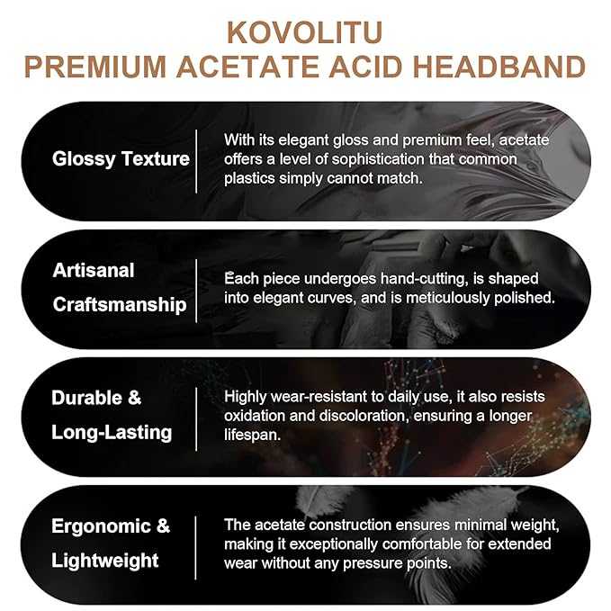 2 Pack Eyewear Headbands No Pressure,No Headache,Comfortable Headbands Hairbands for Womens Sisters Girls Gifts-Black,Amber