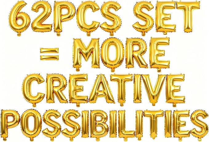 62 Pcs Gold Letter Balloons, Custom 2 Set A-Z Set by GOGAKIE