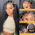 13x6 Deep Wave Lace Front Wigs - 200% Density HD Transparent Frontal Wigs - Glueless, Pre-Plucked with Baby Hair - Natural Black (30Inch)