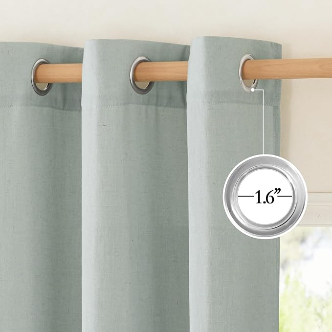 NICETOWN Thick Linen Sage Green Curtains 84 inch Length 2 Panels, Grommet Linen - Image 3