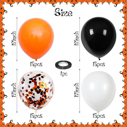 Orange Black White Balloons, 60 Packs 12 Inch Halloween Party Balloons - Image 2