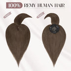 MY-LADY Human Hair Toppers for Women Real Human Hair with Bangs Thin 8.5 * 8.5CM Mono Base Clip in Remy Hairpieces Light Weight 10 Inch Dark Brown