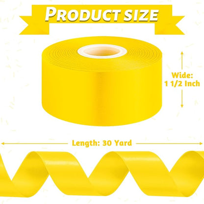 30Yards 1 1/2In Yellow Ribbon for Gift Wrapping Birthday Christmas Party | - Image 2