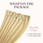 GOO GOO Clip in Hair Extensions Real Human Hair, Remy Human Hair Extensions Clip ins for Women, Natural Human Hair, 20inch 80g 2Pcs, #16/22 Light Blonde Highlighted Golden Blonde