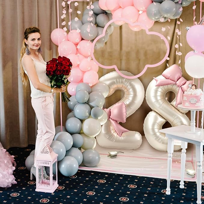 40 Inch Cream Number 8 Balloon - Image 6