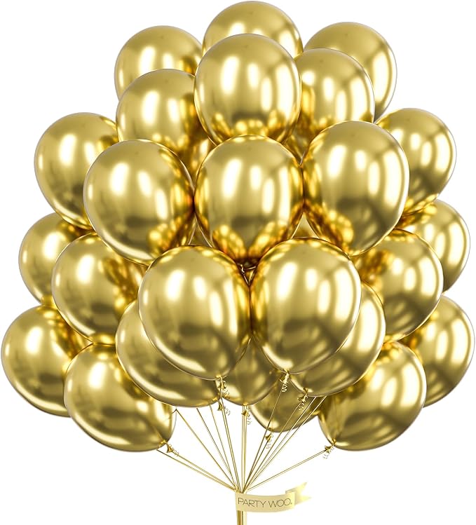 PartyWoo Gold Balloons 100pcs Gold Latex Helium Balloons 12 Inch | Birthday by PartyWoo
