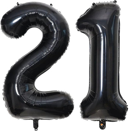 40 Inch Black 21 Number Balloons Giant Jumbo Huge 12 or 21 Foil Mylar Helium by LHOAVWE