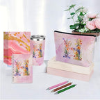 Personalized Gifts Monogrammed Birthday Gifts for Women, Bridesmaid Bachelorette Party Christmas Initial 20 oz Tumbler, Makeup Bag Cup Ballpoint Pens Journal Notebook 6 Set, (Aesthetic Pink Flower H)