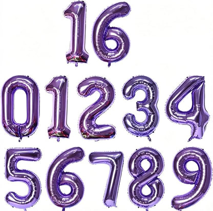 2 Set 20 Pcs Number Balloons 16 Inch Purple 0-9 Number Mylar Foil Balloons by Unknown