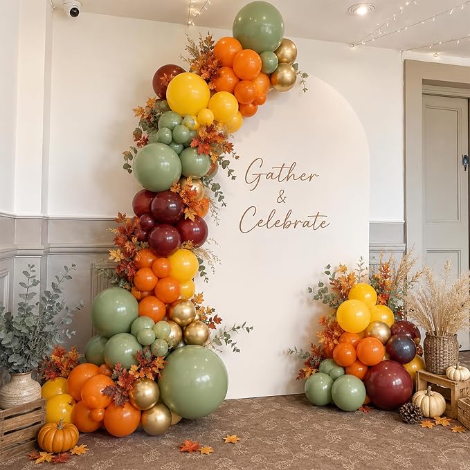 Safari Balloons 12Inch Burnt Orange Sage Green Yellow Burgundy Fall Balloon | - Image 4