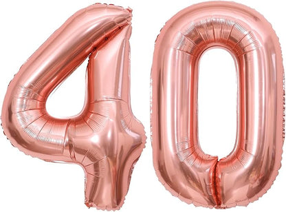 Rose Gold 40 Number Balloons, 40 Inch Big Giant Jumbo 40 Balloon Numbers Rose by BBPOOL