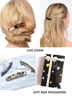 Fsmiling Hair Barrettes for Women French Hair Barrette Clip Small Acetate Hair Clips Barrette No Slip Hair Accessories 3-Pack