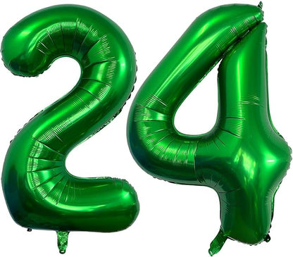 Dark Green 24 Number Balloons, 40 Inch Giant Number 24 Balloons Foil Mylar by Lovoir