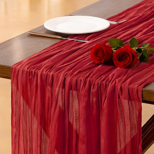 Cheesecloth Table Runner Summer Boho Wedding Birthday Party Home Decor | Red by Socomi