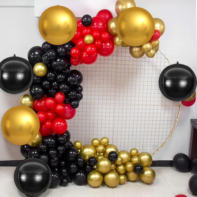6Pcs Black Gold Round Foil Balloons, Giant 4D Round Ball Balloons, 22 Inch - Image 4