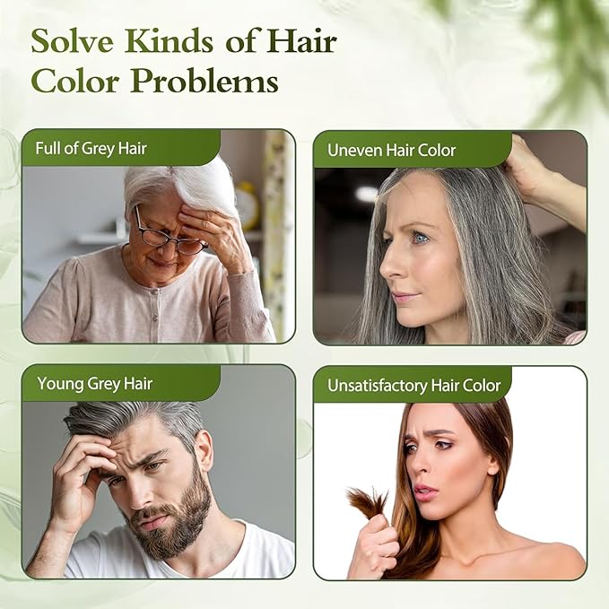 Brown Hair Color 3 in 1 Hair Dye Shampoo for Women Men Gray Hair Coverage, Natural Herbal Ingredients Semi-Permanent Hair Color Shampoo