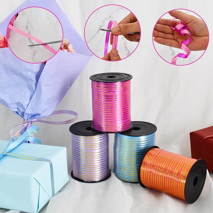 TONIFUL Curling Ribbon-Red Gold Balloon Curling Ribbons-250 Yards Balloon String - Image 3