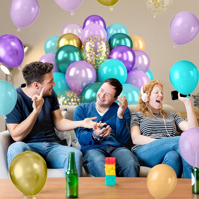 Green and Purple Balloons, for Birthday Baby Shower Engagement Mardi Gras Party - Image 7