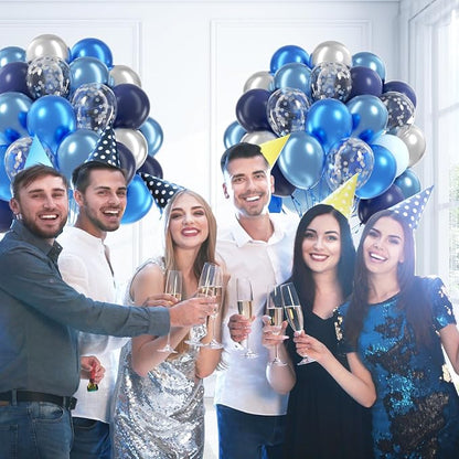 60pcs Blue and Silver Balloons 12inch - Image 4