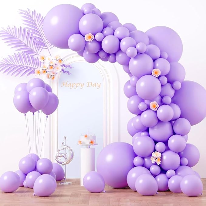 Voircoloria 130pcs Pastel Purple Balloons Arch Kit, 18 12 10 5 Inch | by Voircoloria