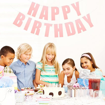 MEETINGU Pink Happy Birthday Banner, Theme Party Decoration Supplies - Image 6