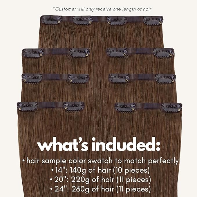 Irresistible Me Real Human Hair Extensions Clip Ins – 100% Human Hair Clip In Extensions for Length & Volume – Invisible Extension – Heat Resistant & Dyeable – Light Brown, 14 Inches