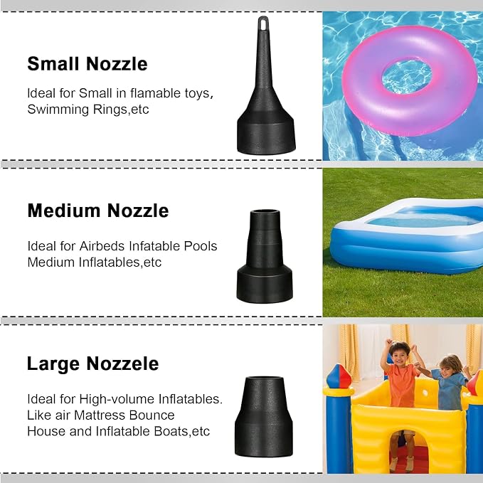 Air Pump for Inflatables, Portable Quick-Fill Electric Air Mattress Pump - Image 3