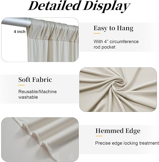 20ft x 15ft Beige Backdrop Curtains - Image 4