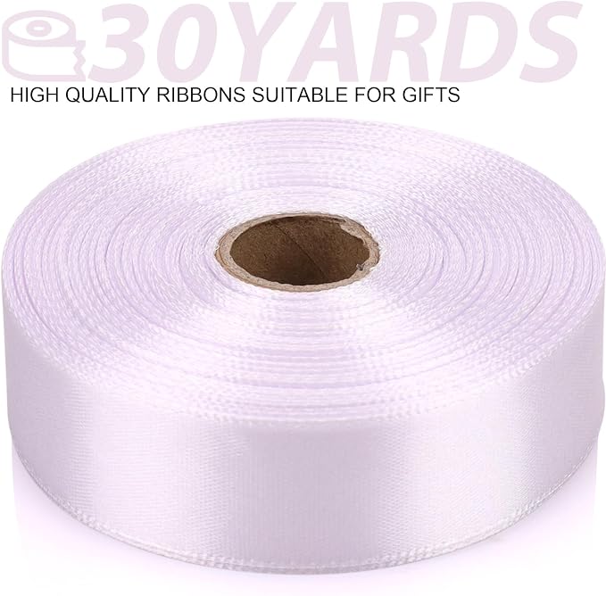 7/8 Inch 30 Yards White Satin Craft Ribbon-Single Face Polyester Ribbon - Image 2