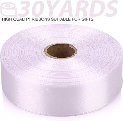 7/8 Inch 30 Yards White Satin Craft Ribbon-Single Face Polyester Ribbon - Image 2