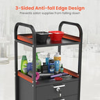 TASALON Metal Salon Trolley Cart with Wheels & Lockable Drawers – 4-Tier Hair Stylist Rolling Tray Cart, Barber & Esthetician Station Organizer, Beauty Salon Equipment & Spa Storage Cabinet