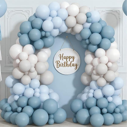 Dusty Blue Sand White Balloon Garland Arch Kit | Light Blue White Balloons - Image 4