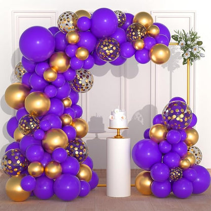 Dark Purple Gold Balloon Garland Arch Kit by PASOCON