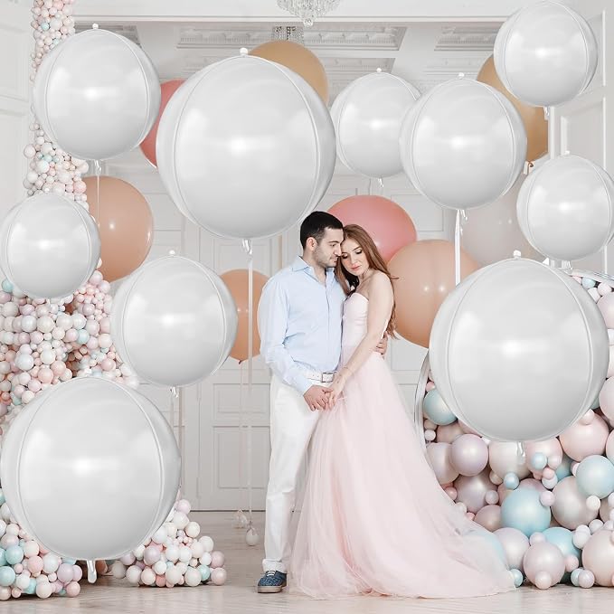 12Pcs Matte White Round Foil Balloons - Image 4