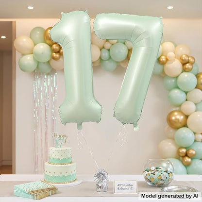 40 Inch Olive Green Number 17 Balloon - Image 5