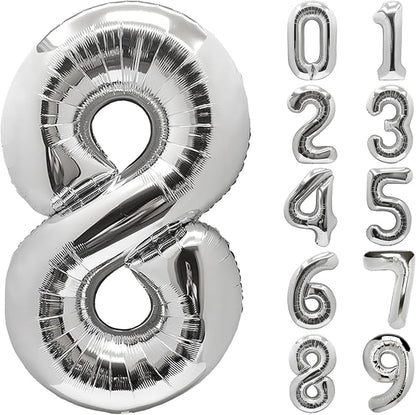 Number Balloons Silver Party Balloon by United-UnicornsParty