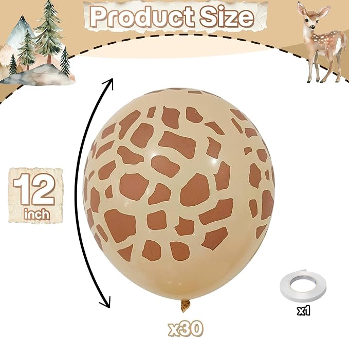 Giraffe Print Balloons Set, 12 Inch Safari Animal Deer Print Latex Balloons - Image 3