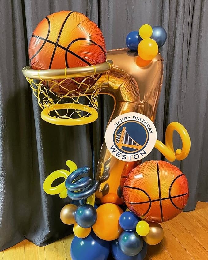 10 Pack 18 Inch Basketball Foil Balloons Helium Metallic Mylar Balloons - Image 3