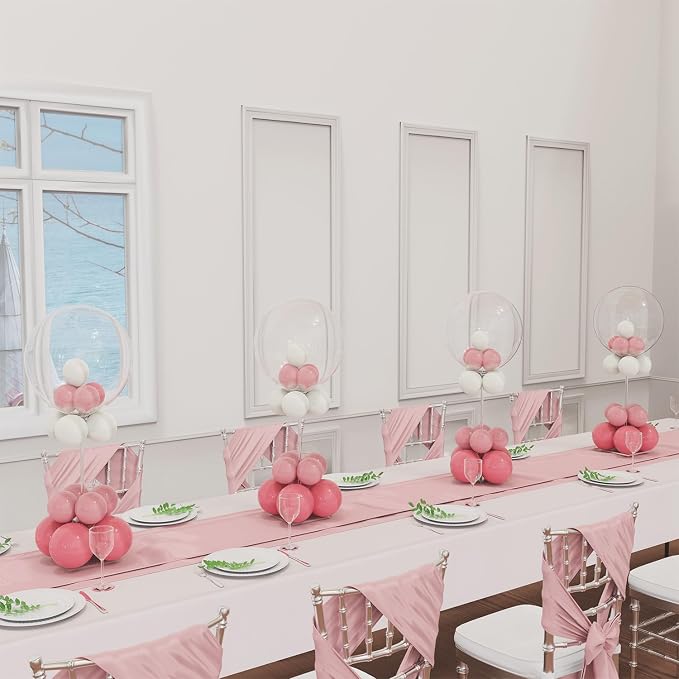YALLOVE 4-Pack 15.75-Inch Clear Acrylic Balloon Centerpiece Stands | Tabletop - Image 6