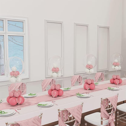 YALLOVE 4-Pack 15.75-Inch Clear Acrylic Balloon Centerpiece Stands | Tabletop - Image 6