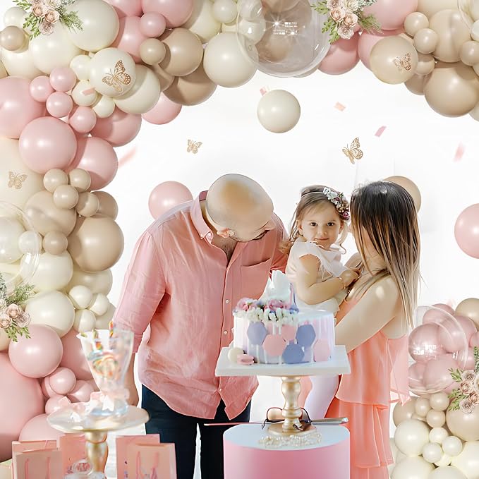 Dusty Pink Balloon Arch Kit for Birthday Decorations | 126Pcs Pink and Sand - Image 4