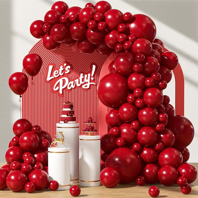 Awenztech 122pcs Dark Red Balloons Different Sizes, 18 12 10 5 inch Dark Red by Awenztech