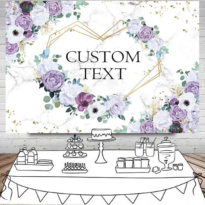 AIBIIN 7x5ft Custom Mr and Mrs Violet Wedding Backdrop - Image 4