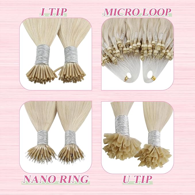 YoungSee U Tips Hair Extensions Human Hair Platinum Blonde Pre Bonded U Tip Blonde Hair Extensions Hot Fusion Real Hair Utip Extension Keratin Hair Extension Long Straight Add Length 22In 1G/S 50G