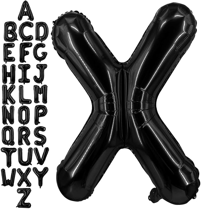 40 Inch Black Letter X Balloons, DIY Phrase Foil Alphabet Letter X Balloons DIY by LHOAVWE