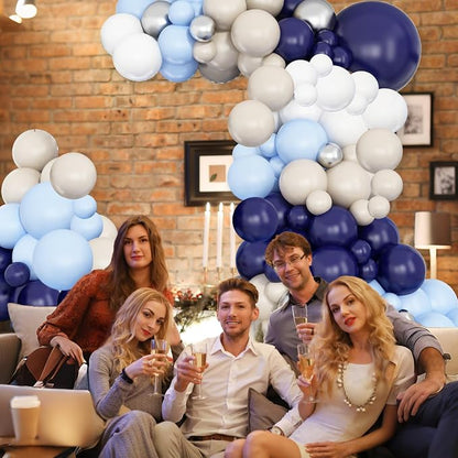 Navy Blue Silver Balloon Garland Arch Kit - Image 3