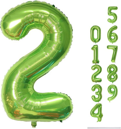 Green 2 Balloons, 40 Inch Giant Helium Foil Number 0-9 Green Birthday Balloon by Lingqiang