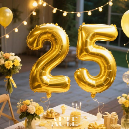 AULE 40 Inch Gold 25 Balloon Number Foil 0-9 Birthday Big Numbers | Birthday - Image 4