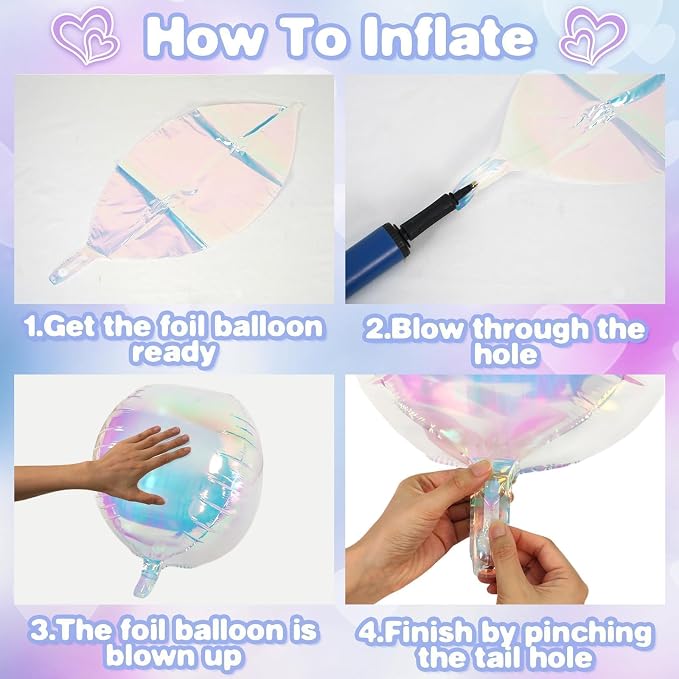 Iridescent Balloons 9 pcs, Giant 4D Round Balloons 22 Inch Clear Ball Balloon - Image 7